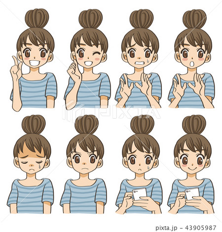 若い女性の表情セット 43905987
