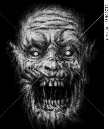 Scary zombie face on black background. Scary zombie face on black background. 43906756