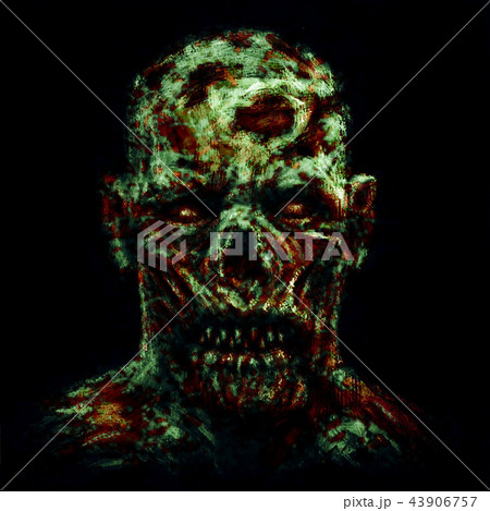 Grim zombie apocalyptic face. Green color. 43906757