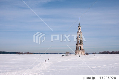 Belfry of a ruined church in the city of Kalyazin 43906920