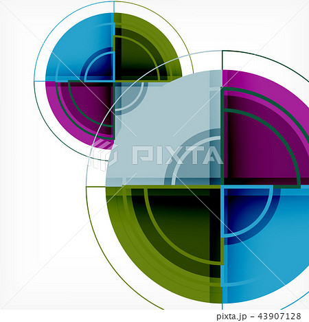 Creative circles geometric abstract background with 3d effect Creative circles geometric abstract background with 3d effect 43907128
