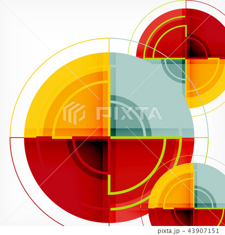 Creative circles geometric abstract background with 3d effect Creative circles geometric abstract background with 3d effect 43907151