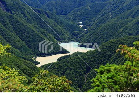 南アルプス光岳(てかりだけ)への道 縦走路から望む畑薙ダム、畑薙湖 南アルプス光岳(てかりだけ)への道 縦走路から望む畑薙ダム、畑薙湖 43907568