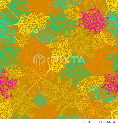Seamless background with colorful autumn leaves.  43908818