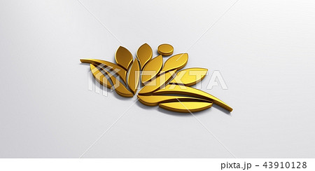 Gold Lotus Person Logo. 3D Render illustrationj Gold Lotus Person Logo. 3D Render illustrationj 43910128