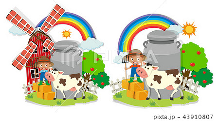 A set of milk farm 43910807