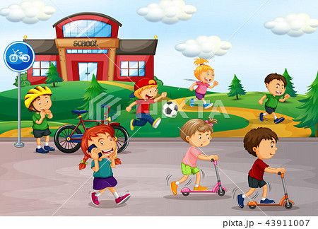 Student playing at schoolyard 43911007