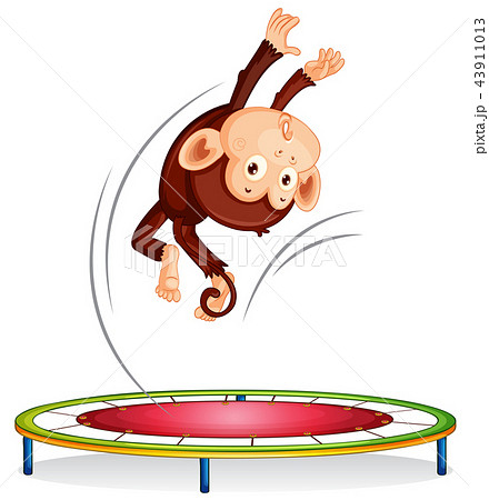 A Monkey Jumping On Trampolineのイラスト素材