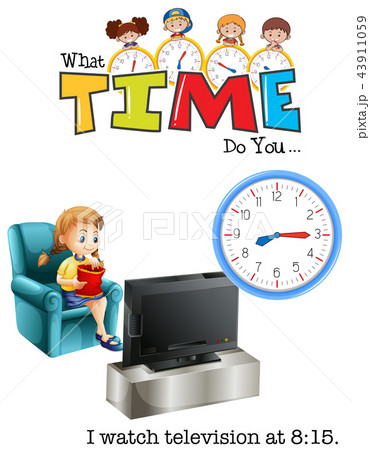 A girl wathing television at 8:15 A girl wathing television at 8:15 43911059