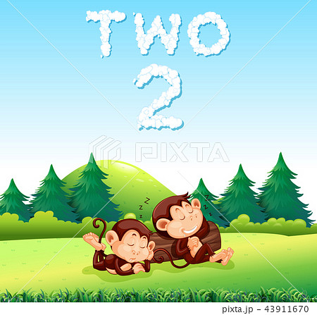 Two monkey sleeping in the nature 43911670