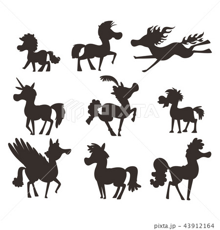 Horse Pony Stallion Vector Silhouette Breeds のイラスト素材