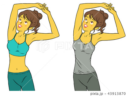 ヨガフィットネス、ストレッチをする女性のセット 43913870