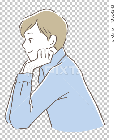 頬杖　男性 43914243