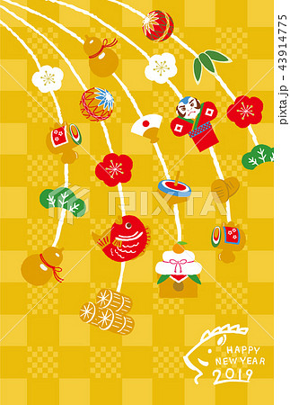 亥年年賀状 正月のつるし飾りのイラスト素材 亥年年賀状 正月のつるし飾りのイラスト素材