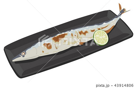 サンマのイラスト 秋刀魚は秋が旬の日本の焼き魚 のイラスト素材
