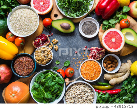 Fresh raw seeds, cereals, beans, superfoods, herbs Fresh raw seeds, cereals, beans, superfoods, herbs 43915718