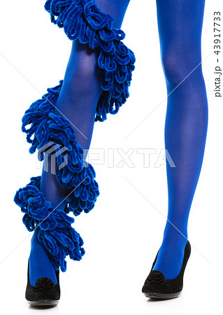 Beautiful Woman Blue Stockings Stock Photo 597979715