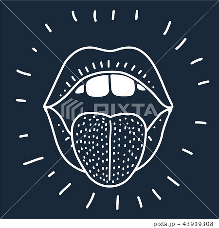 Open mouth sticking out tongue vector illustration 43919308