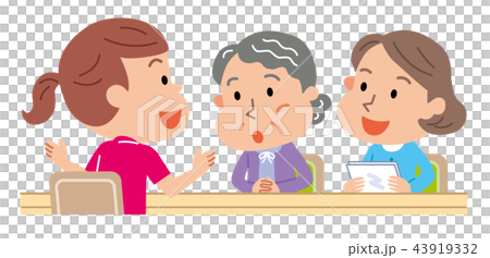 ケアマネ　高齢者　イラスト 43919332