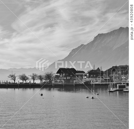 Pier in Brienz, village in the Bernese Oberland. 43920808