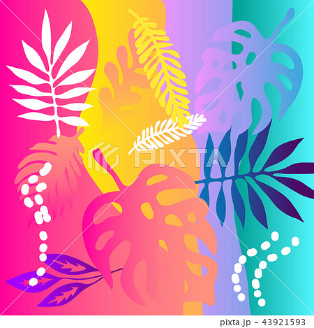Silk scarf with palm leaves and dotted lines. Silk scarf with palm leaves and dotted lines. 43921593