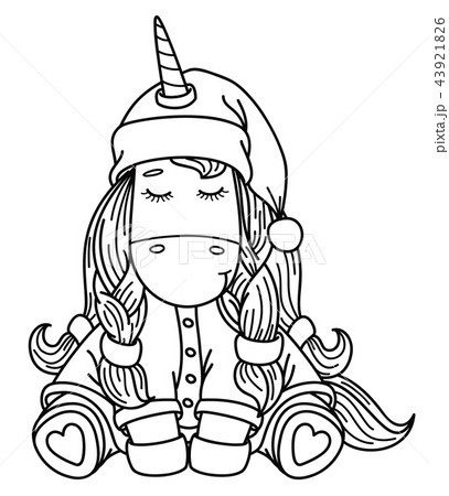 Vector cute  unicorn cartoon, black silhouette. 43921826