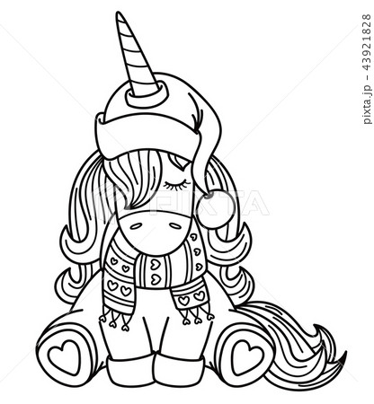 Vector cute  unicorn cartoon, black silhouette. 43921828