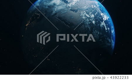 blue realistic glow earth in open space 43922233