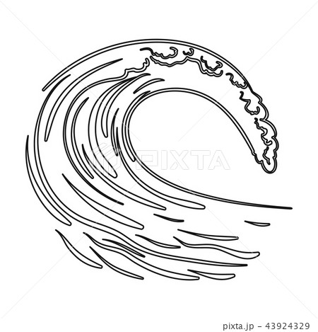 Wave icon in outline style isolated on white background. Surfing symbol stock vector illustration. 43924329