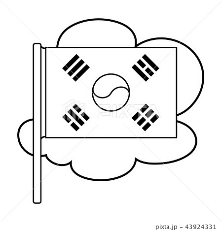 Flag of South Korea icon in outline style isolated on white background. South Korea symbol stock 43924331