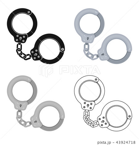 Metal handcuffs for detaining criminals. Outfit of a policeman.Prison single icon in cartoon style 43924718