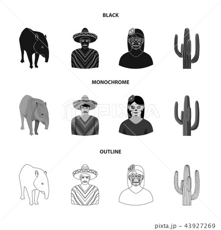 Tapir Mexican animal, a Mexican in national clothes in a poncho, a woman with a flower, a cactus Tapir Mexican animal, a Mexican in national clothes in a poncho, a woman with a flower, a cactus 43927269