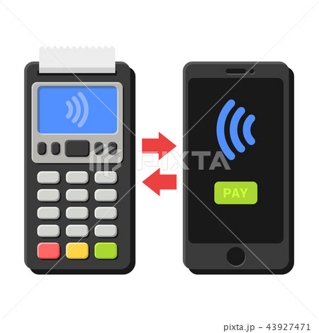 POS Terminal and Smartphone NFC Payment Operation. Vector 43927471