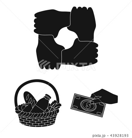 Charity and donation black icons in set collection for design. Material aid vector symbol stock web Charity and donation black icons in set collection for design. Material aid vector symbol stock web 43928193