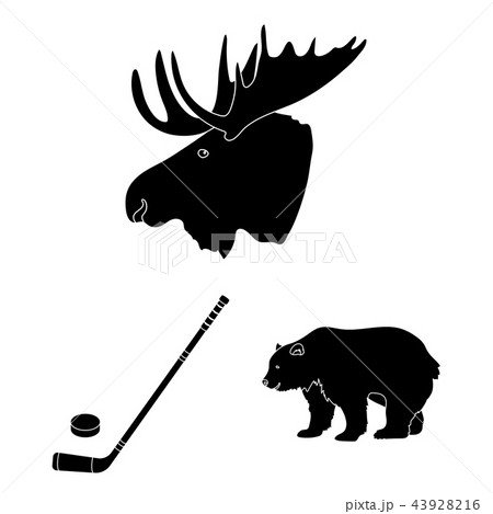 Country Canada black icons in set collection for design. Canada and landmark vector symbol stock web Country Canada black icons in set collection for design. Canada and landmark vector symbol stock web 43928216