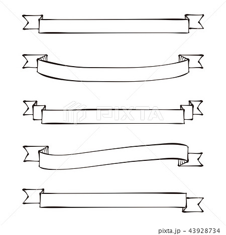ペン画風 帯リボン セット 黒 のイラスト素材 43928734 Pixta