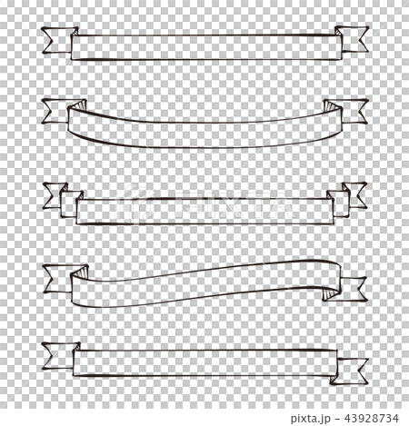 ペン画風 帯リボン セット 黒 のイラスト素材