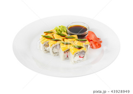 Sushi, rolls on a white isolated background Sushi, rolls on a white isolated background 43928949