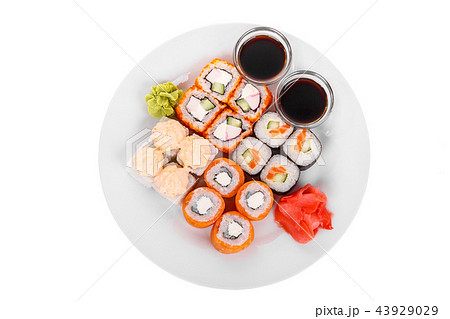 Sushi, rolls on a white isolated background Sushi, rolls on a white isolated background 43929029
