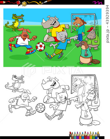 animal characters playing soccer coloring book animal characters playing soccer coloring book 43929394