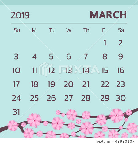 Calendar for March 2019 with flowers theme 43930107