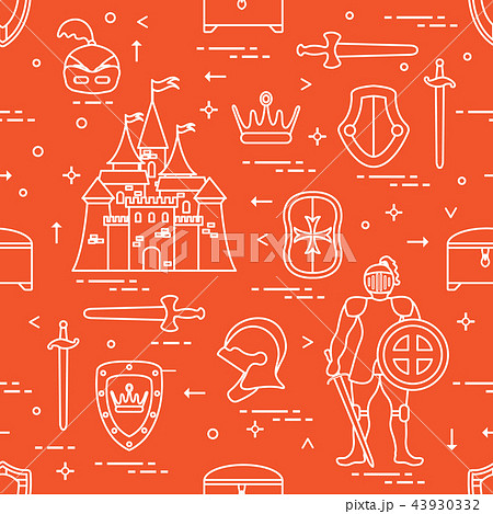 Pattern with knight, castle, swords and other 43930332