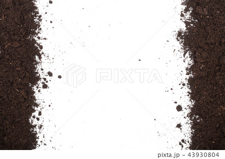 Pile heap of soil isolated on white background with copy space for your text. Top view 43930804