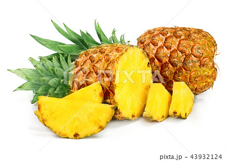 pineapple with slices isolated on white background 43932124