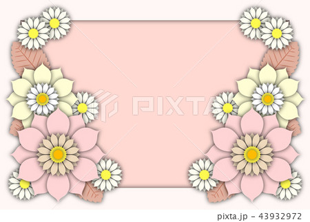 ペーパークラフト風の花のフレームのイラスト素材