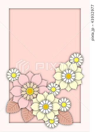 ペーパークラフト風の花のフレームのイラスト素材