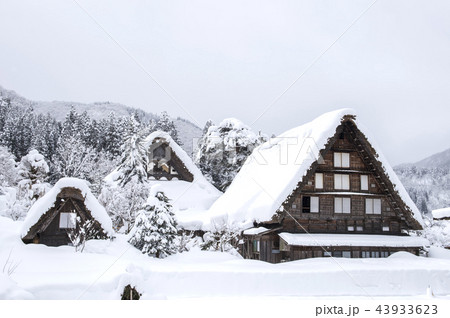 岐阜県 冬の白川郷の写真素材