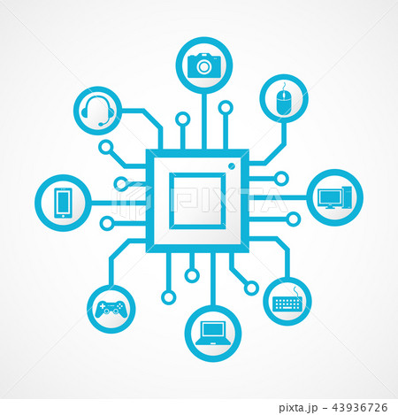 Devices icon and technology , chip integration 43936726