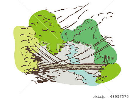 徳島県三好市 かずら橋のイラスト素材