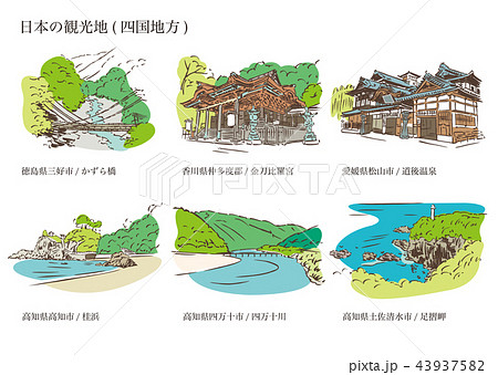 日本の観光地 四国地方 のイラスト素材